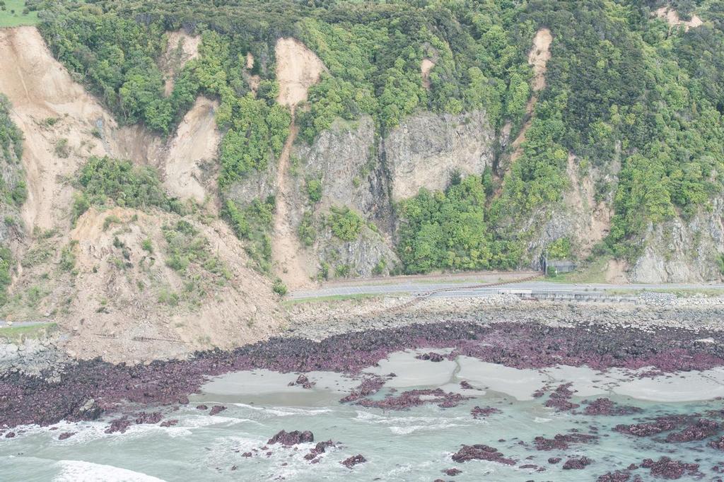 Damage to infrastructure following eathquake on 14 Nov 16 near Kaikoura coast © New Zealand Defence Force